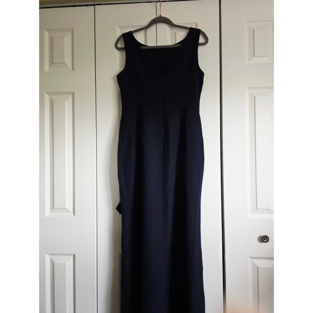 Eliza J 8 Dark Navy Blue (almost Black) Sleeveless Ruffle‎ Front Gown Dress NWT - Picture 11 of 13